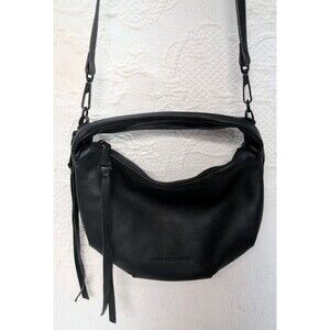 Aimee Kestenberg Crossbody Fringe Slouchy Satchel Handbag Black Leather Classic